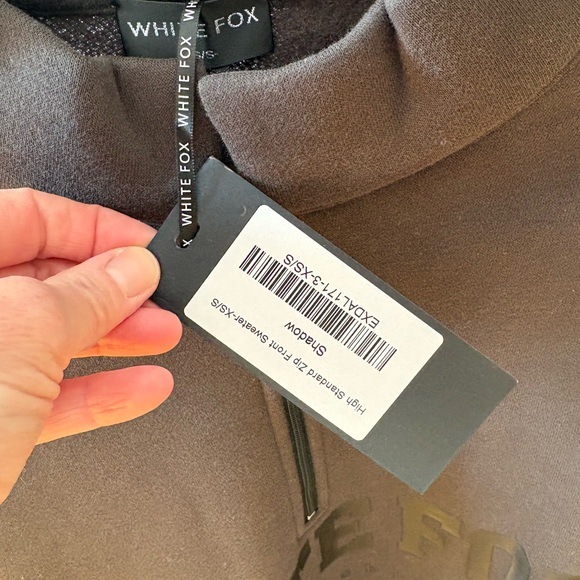 White Fox Boutique Shadow Grey Half-Zip Sweatshirt. - Picture 4 of 8